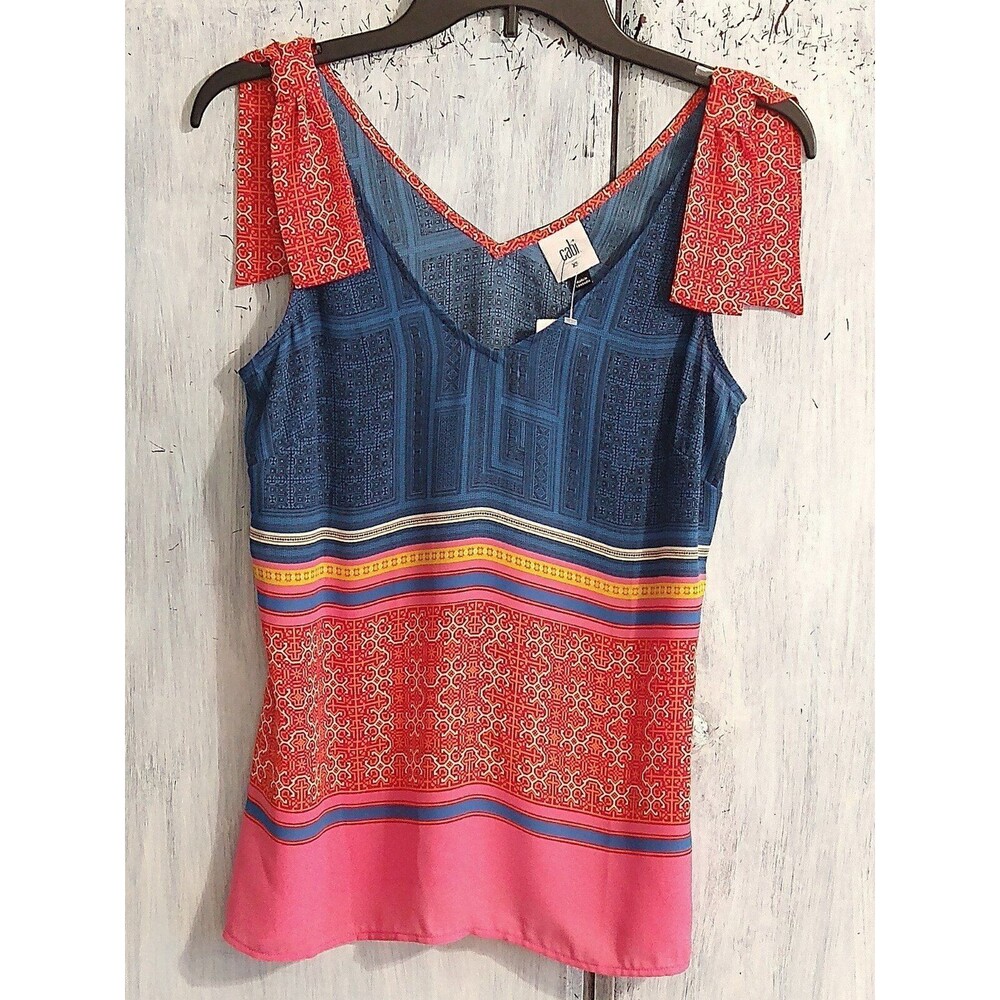 Cabi artsy bow feminine Sleeveless NWT Xs top boho